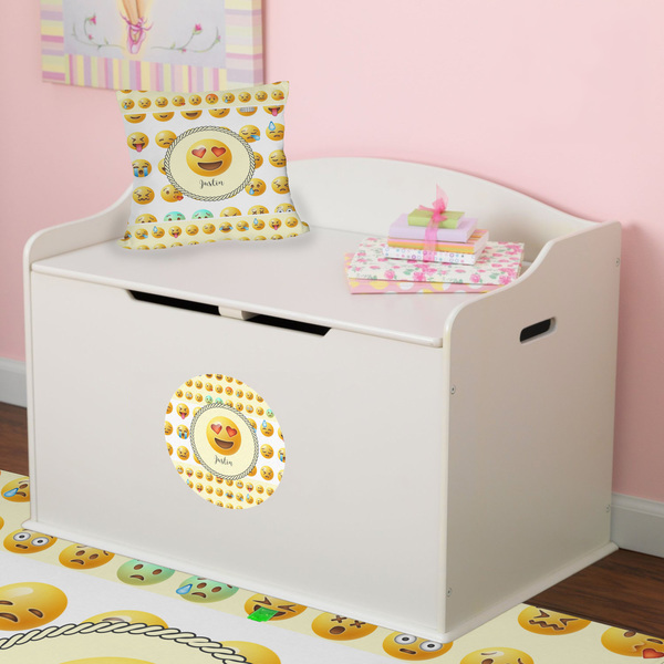 Emojis Round Wall Decal on Toy Chest