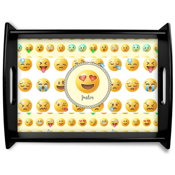 Custom Emojis Black Wooden Tray - Large (Personalized)