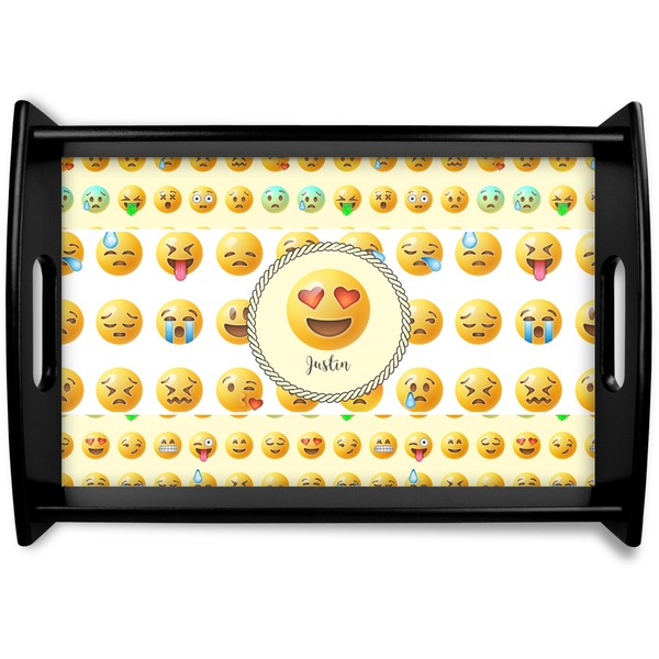 Custom Emojis Black Wooden Tray - Small (Personalized)