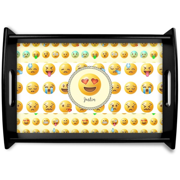 Custom Emojis Black Wooden Tray - Small (Personalized)