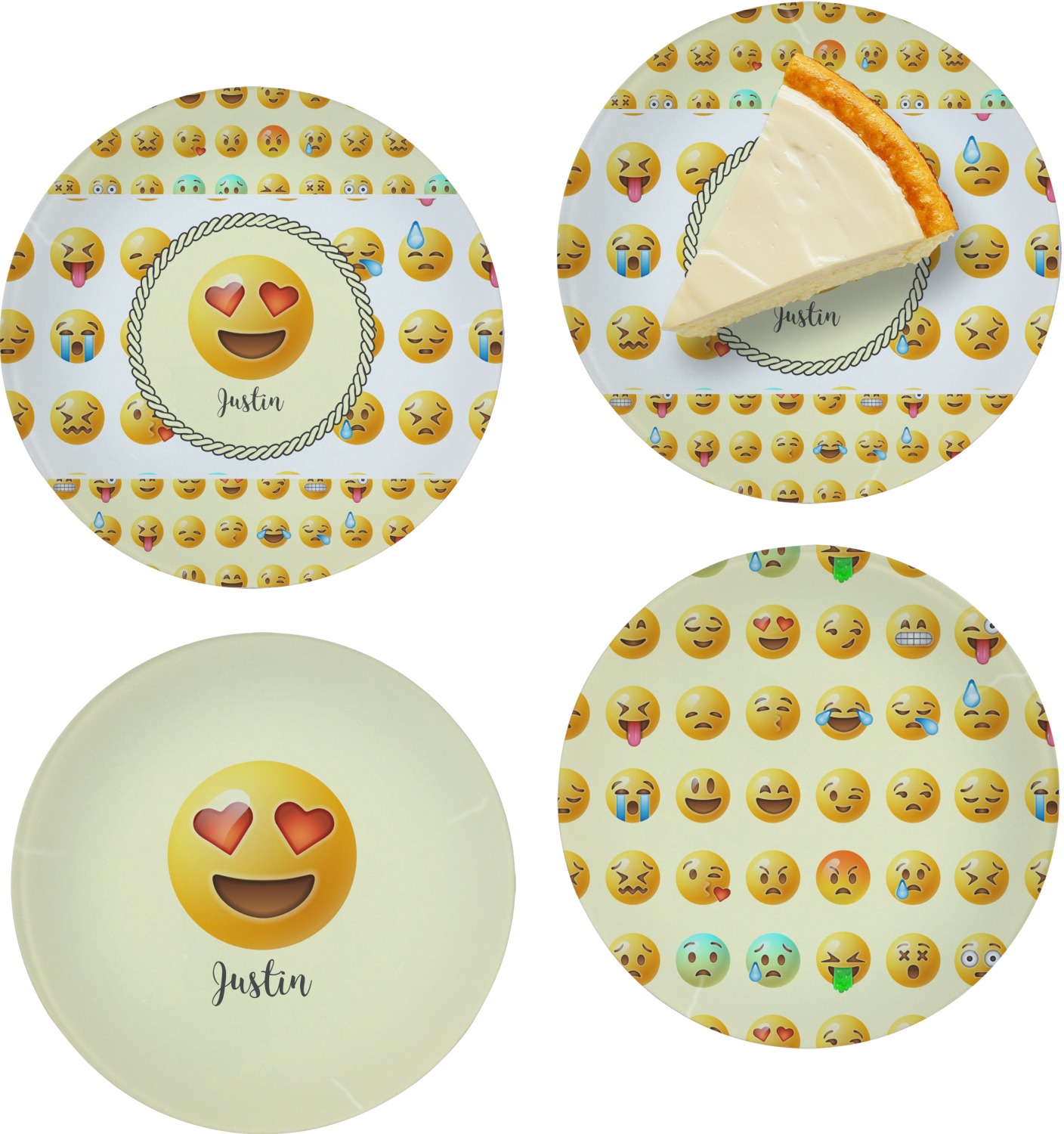 Emojis Glass Appetizer / Dessert Plate 8" (Personalized) YouCustomizeIt