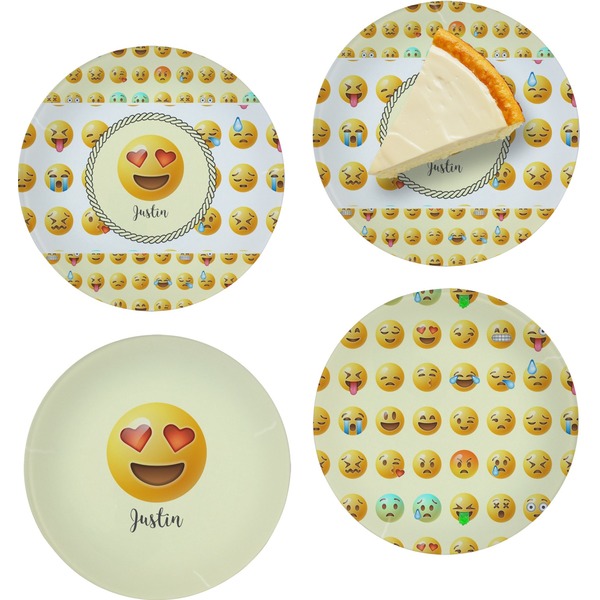 Custom Emojis Set of 4 Glass Appetizer / Dessert Plate 8" (Personalized)