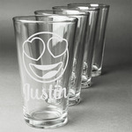 Emojis Pint Glasses - Engraved (Set of 4) (Personalized)