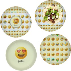 Emojis Set of 4 Glass Lunch / Dinner Plate 10" (Personalized)