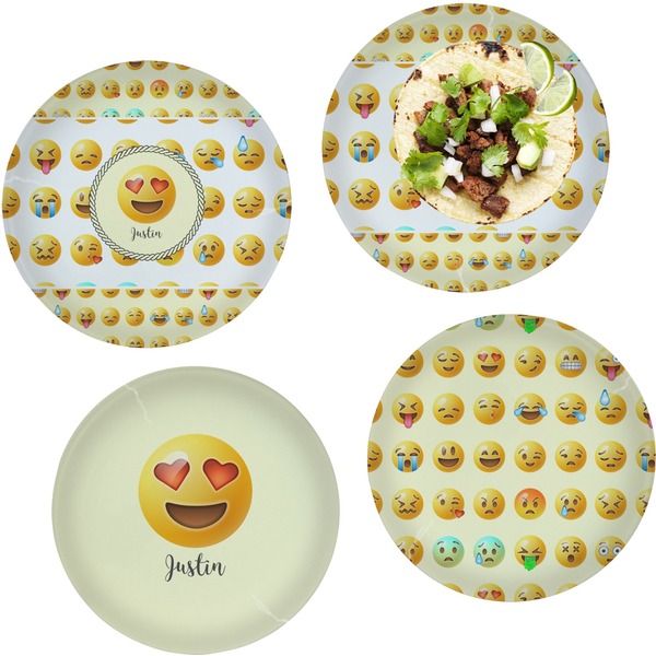 Custom Emojis Set of 4 Glass Lunch / Dinner Plate 10" (Personalized)