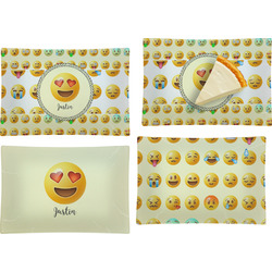Emojis Set of 4 Glass Rectangular Appetizer / Dessert Plate (Personalized)