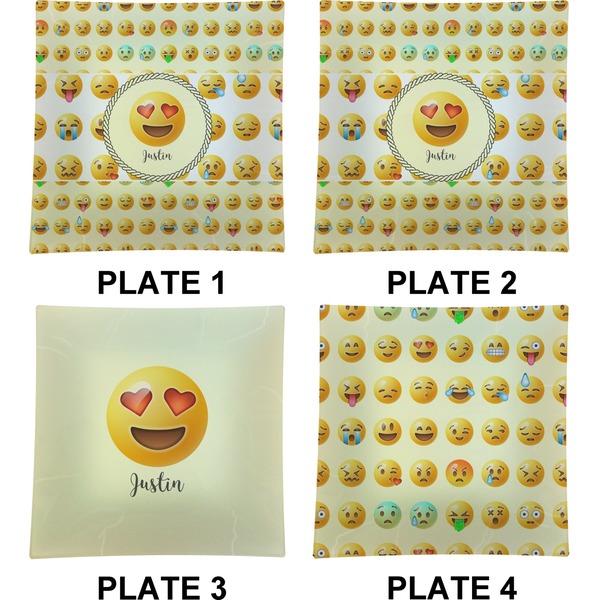 Emojis Set of Square Dinner Plates (Approval)
