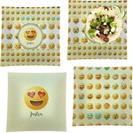Emojis Set of 4 Glass Square Lunch / Dinner Plate 9.5" (Personalized)
