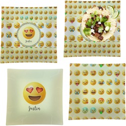 Emojis Set of 4 Glass Square Lunch / Dinner Plate 9.5" (Personalized)