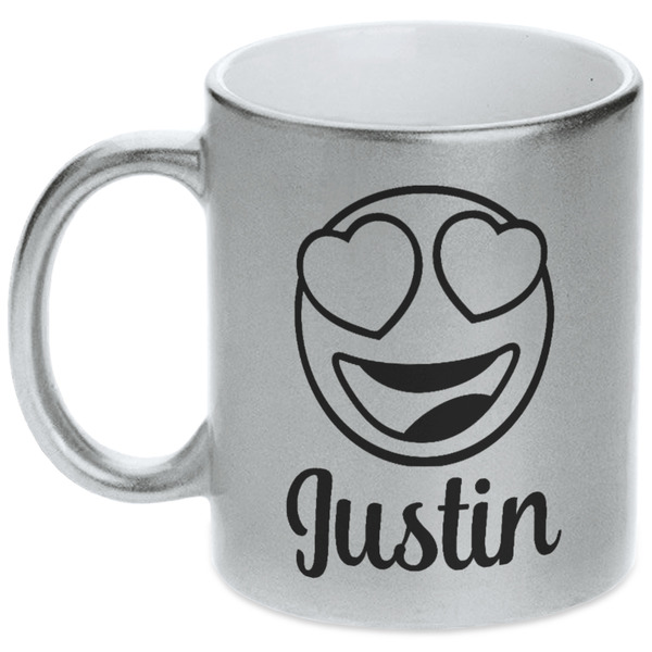 Custom Emojis Metallic Silver Mug (Personalized)