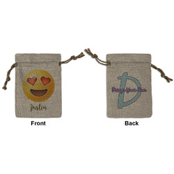 Emojis Small Burlap Gift Bag - Front & Back (Personalized)