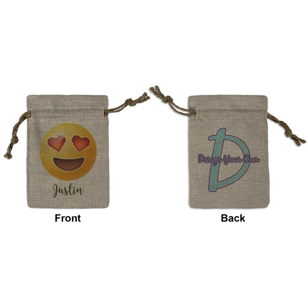Custom Emojis Small Burlap Gift Bag - Front & Back (Personalized)