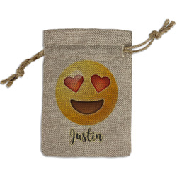 Emojis Small Burlap Gift Bag - Front (Personalized)