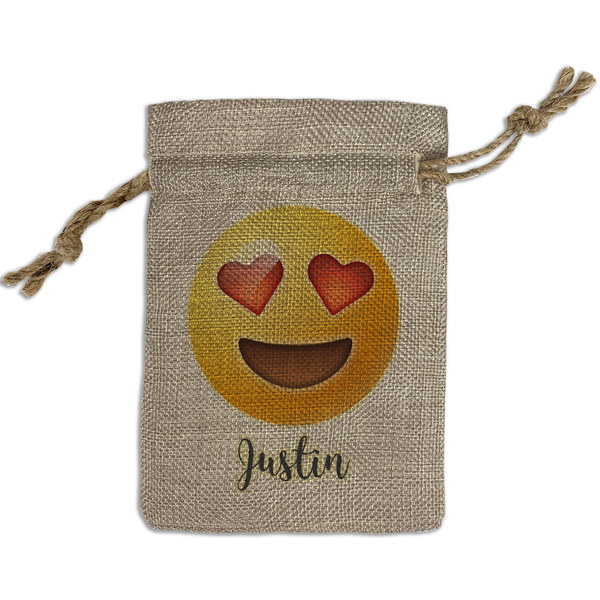 Custom Emojis Small Burlap Gift Bag - Front (Personalized)