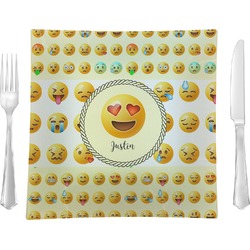 Emojis 9.5" Glass Square Lunch / Dinner Plate- Single or Set of 4 (Personalized)