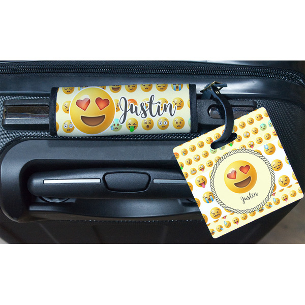 Emojis Square Luggage Tag & Handle Wrap - In Context