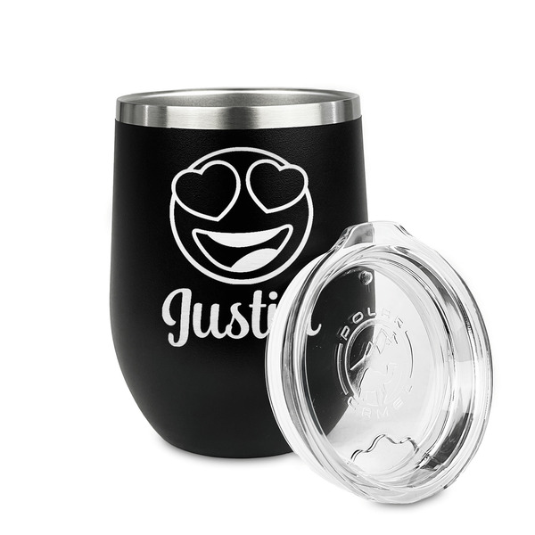 Emojis Stainless Wine Tumblers - Black - Double Sided - Alt View