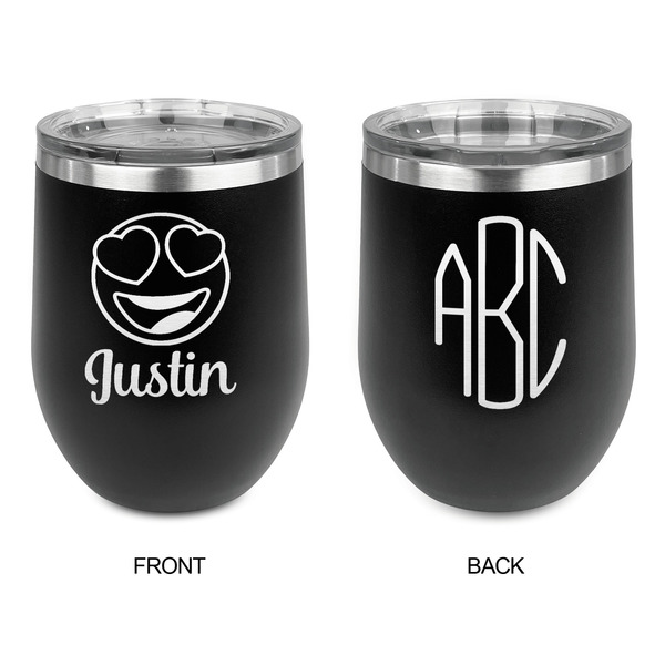Emojis Stainless Wine Tumblers - Black - Double Sided - Approval