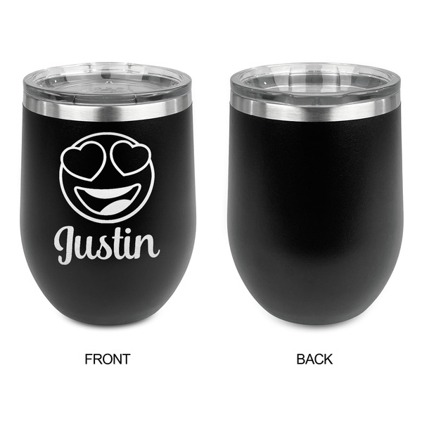 Emojis Stainless Wine Tumblers - Black - Single Sided - Approval