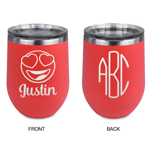 Emojis Stainless Wine Tumblers - Coral - Double Sided - Approval