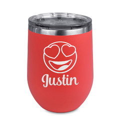 Emojis Stemless Stainless Steel Wine Tumbler - Coral - Double Sided (Personalized)