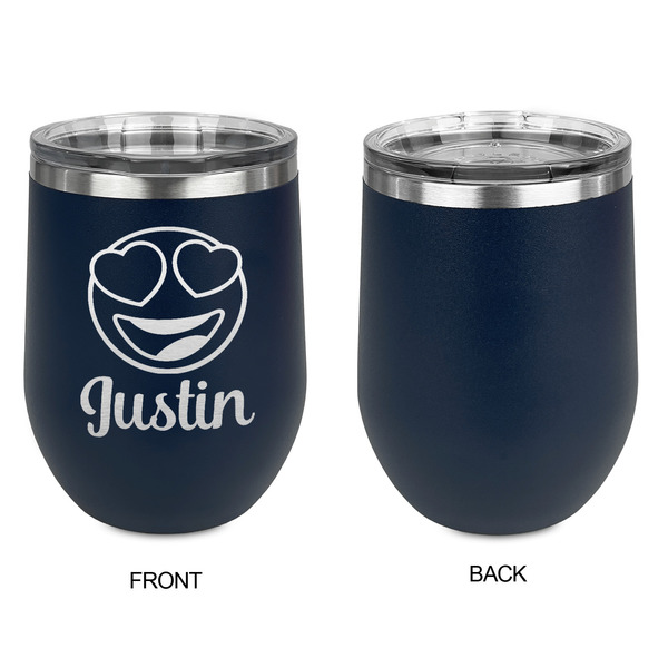 Emojis Stainless Wine Tumblers - Navy - Single Sided - Approval