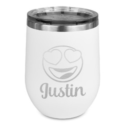 Emojis Stemless Stainless Steel Wine Tumbler - White - Single Sided (Personalized)