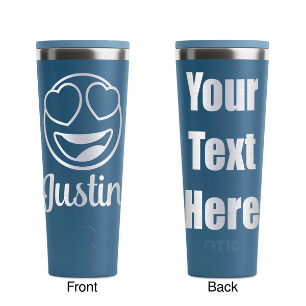 Emojis Steel Blue RTIC Everyday Tumbler - 28 oz. - Front and Back
