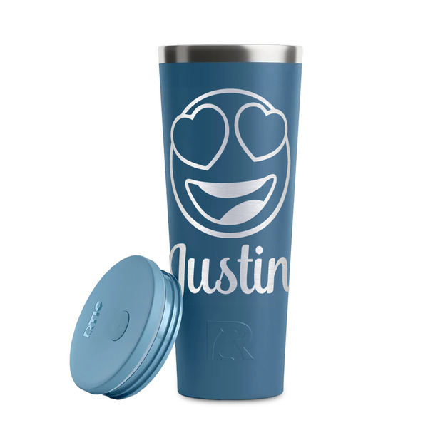 Emojis Steel Blue RTIC Everyday Tumbler - 28 oz. - Lid Off