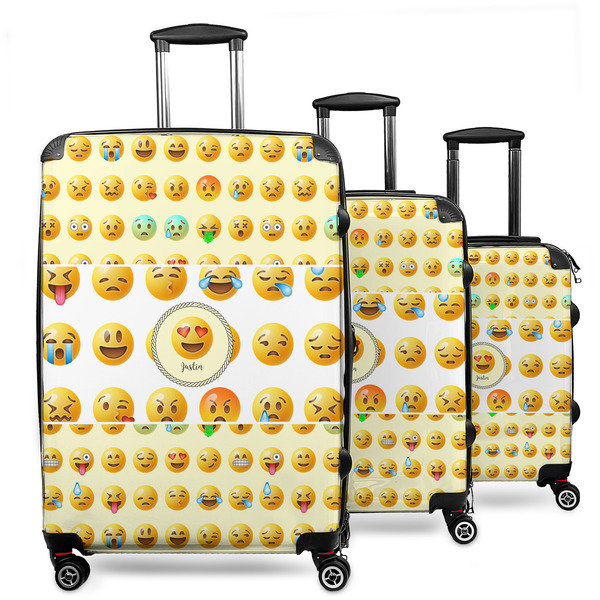 Custom Emojis 3 Piece Luggage Set - 20" Carry On, 24" Medium Checked, 28" Large Checked (Personalized)