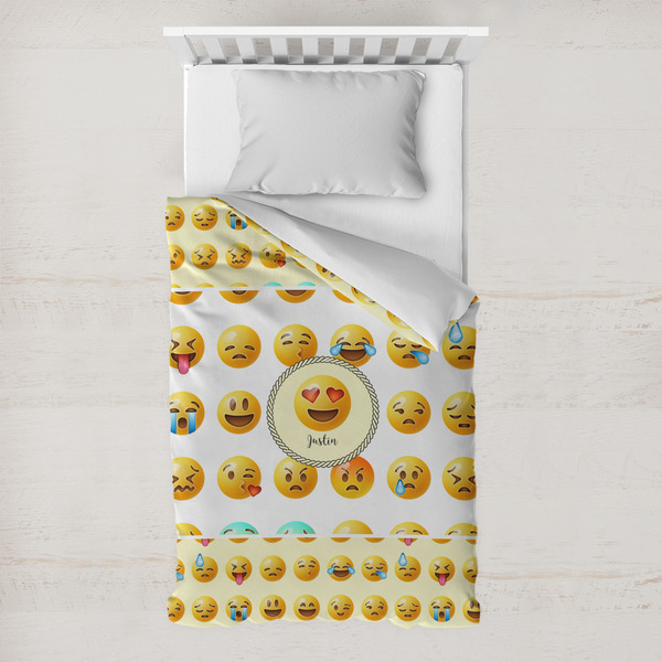 Custom Emojis Toddler Duvet Cover w/ Name or Text