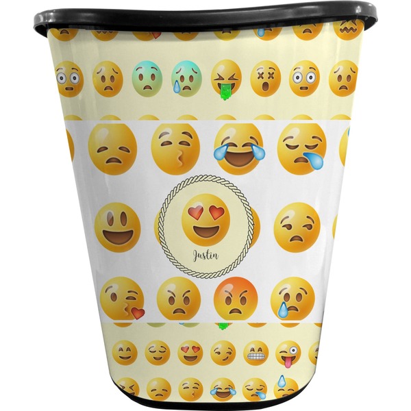 Custom Emojis Waste Basket - Single Sided (Black) (Personalized)