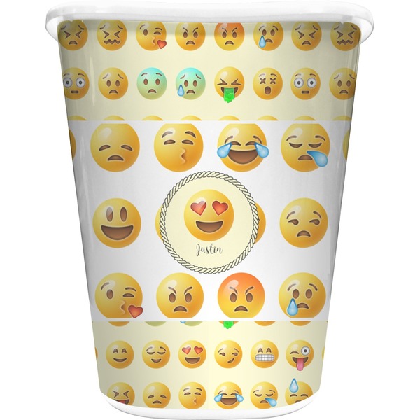 Custom Emojis Waste Basket - Double Sided (White) (Personalized)