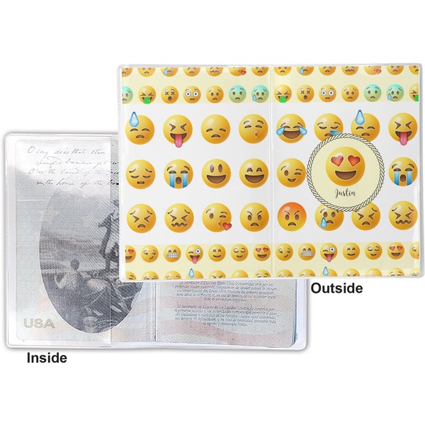 Emojis Vinyl Passport Holder - Flat Front and Back
