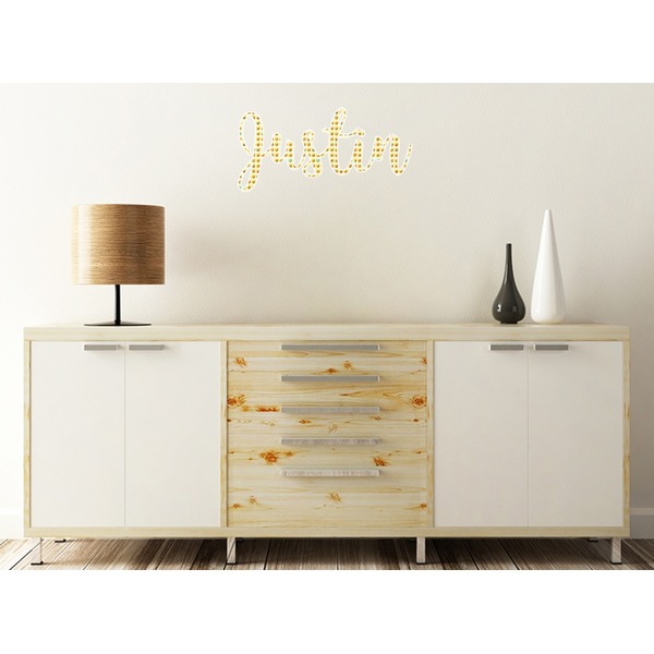 Emojis Wall Name Decal On Wooden Desk