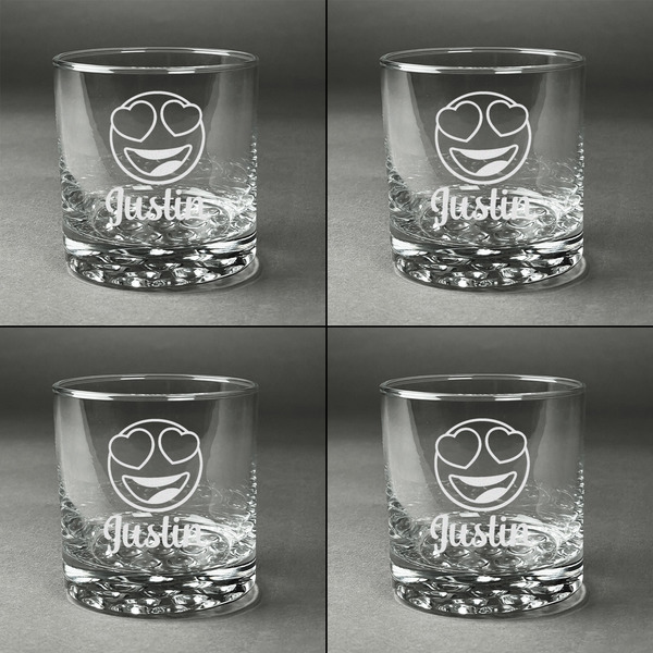 Emojis Whiskey Glasses - Set of 4 all Engraved