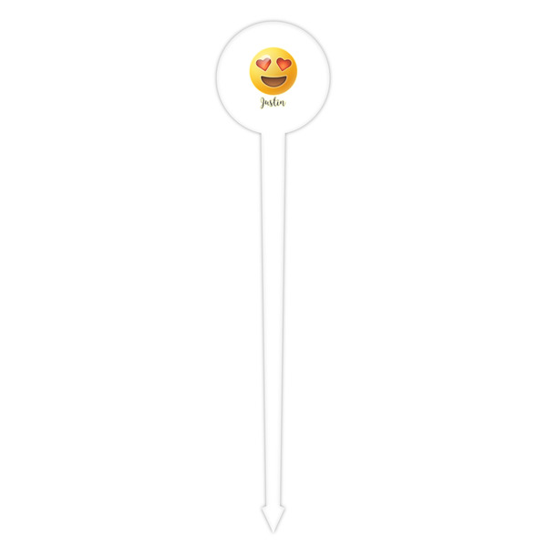 Emojis White Plastic 4" Food Pick - Round - Single Pick
