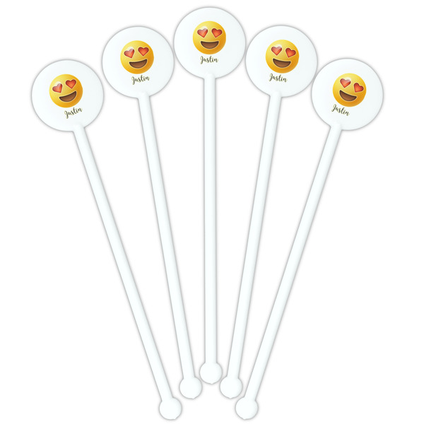 Emojis White Plastic 5.5" Stir Stick - Fan View