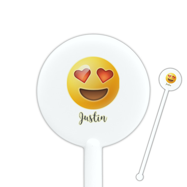 Custom Emojis 5.5" Round Plastic Stir Sticks - White - Double Sided (Personalized)