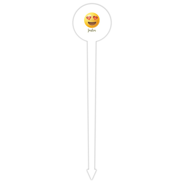 Emojis White Plastic 6" Food Pick - Round - Single Pick