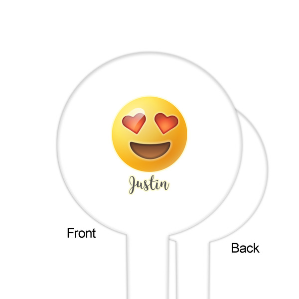 Emojis White Plastic 6" Food Pick - Round - Single Sided - Front & Back