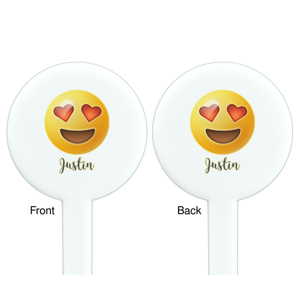 Emojis White Plastic 7" Stir Stick - Double Sided - Round - Front & Back