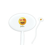 Emojis 7" Oval Plastic Stir Sticks - White - Double Sided (Personalized)