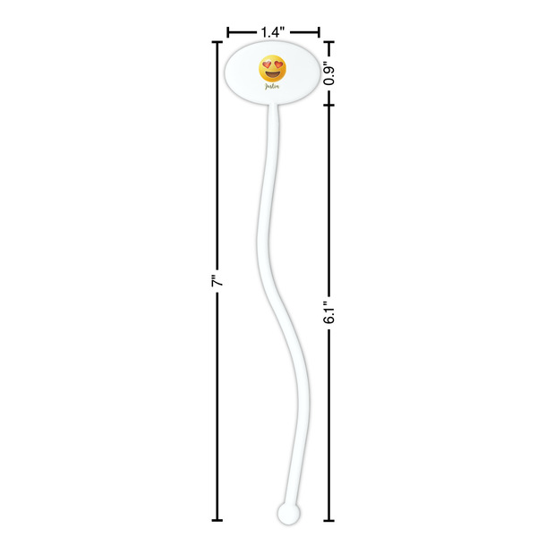 Emojis White Plastic 7" Stir Stick - Oval - Dimensions