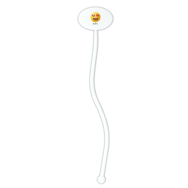 Emojis White Plastic 7" Stir Stick - Oval - Single Stick