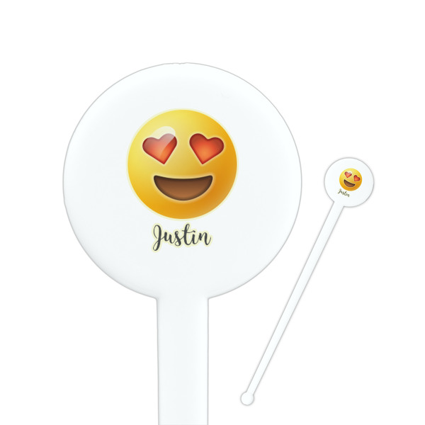Custom Emojis 7" Round Plastic Stir Sticks - White - Single Sided (Personalized)