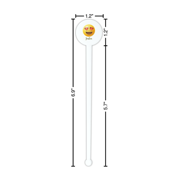 Emojis White Plastic 7" Stir Stick - Round - Dimensions