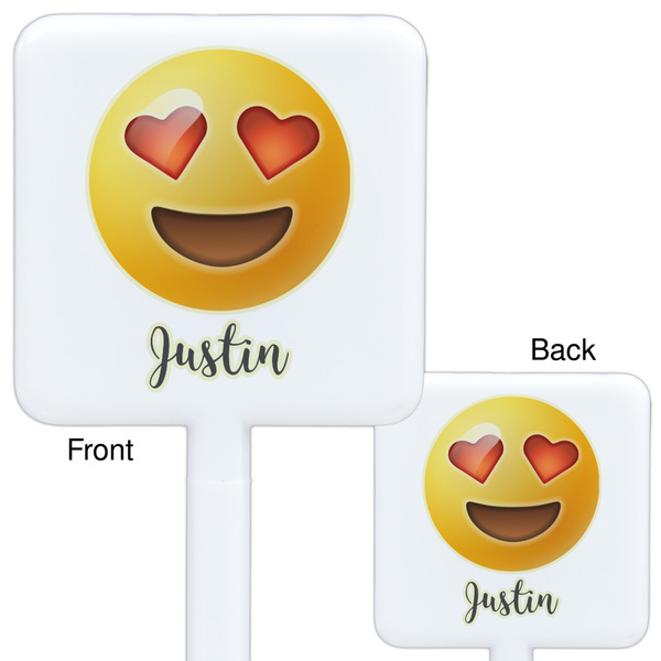 Emojis White Plastic Stir Stick - Double Sided - Approval