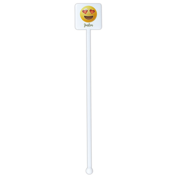 Emojis White Plastic Stir Stick - Double Sided - Square - Single Stick