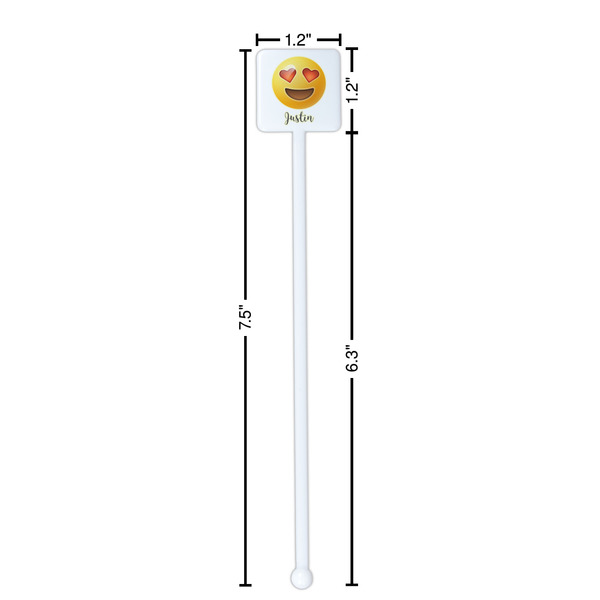 Emojis White Plastic Stir Stick - Square - Dimensions